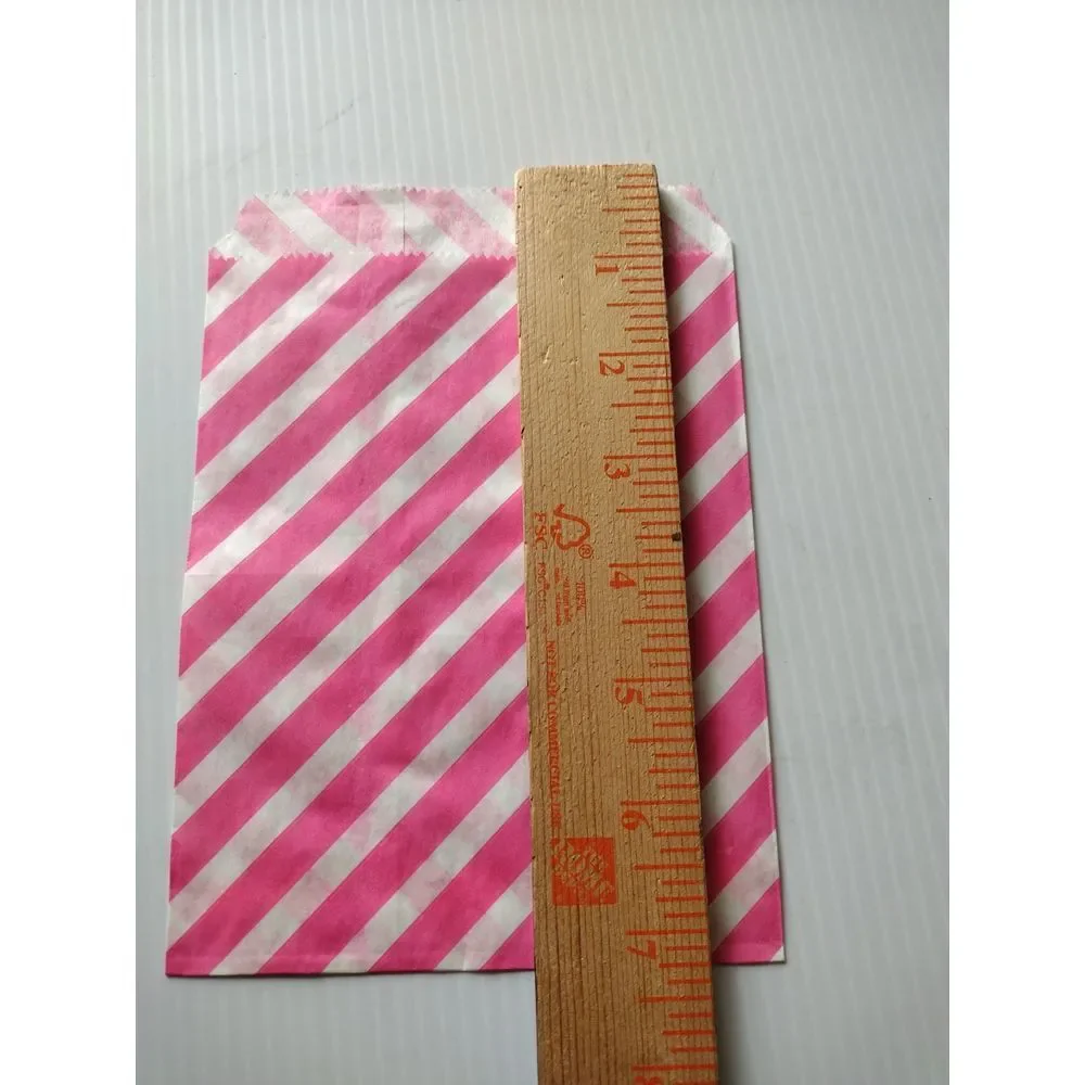 Craft Clouds 5X7 Paper Gift Bags Candy Pink  Stripes Merchandise‎ Bag 100 Pcs